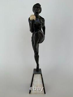 Statue Art Deco France Regule Fonte D Art Dancer Ball Marble Carrier E728