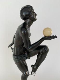 Statue Art Deco France Regule Fonte D Art Dancer Ball Marble Carrier E728