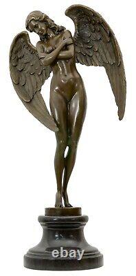 Statue Night Winged Angel Bronze Sculpture Figurine 64cm