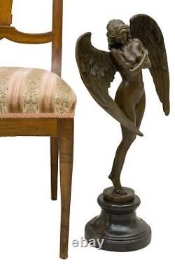 Statue Night Winged Angel Bronze Sculpture Figurine 64cm