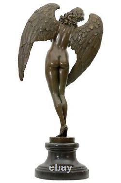 Statue Night Winged Angel Bronze Sculpture Figurine 64cm