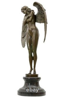 Statue Night Winged Angel Bronze Sculpture Figurine 64cm