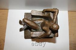 Statue Sculpture Bronze Model Naked Chair Signed Huillard 2/8 Rare Art