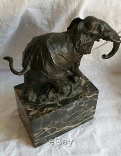 Statue / Sculpture Bronze Signed Milo Elephant Art Deco