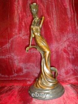 Statue Sculpture Candle Holder Romantic Lady Art Deco Style Art Nouveau