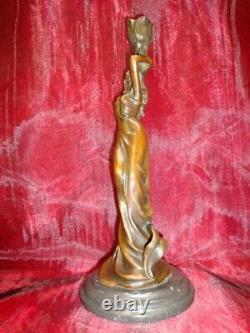 Statue Sculpture Candle Holder Romantic Lady Art Deco Style Art Nouveau