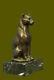 Statue Sculpture Cougar Wild Life Art Deco Style New Bronze Signed