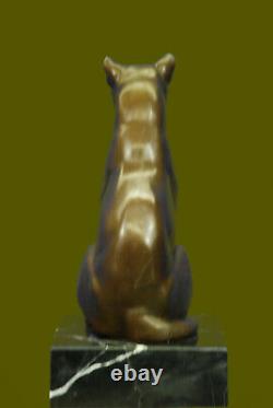 Statue Sculpture Cougar Wild Life Art Deco Style New Bronze Signed