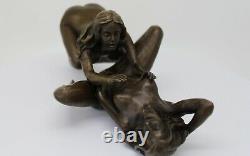Statue Sculpture Couple Sexy Style Art Deco Solid Bronze Sign