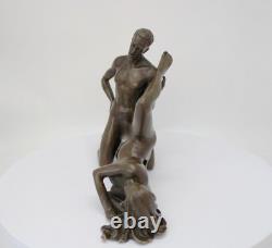 Statue Sculpture Couple Sexy Style Art Deco Style Art Nouveau Bronze Solid Sign