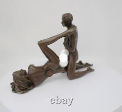 Statue Sculpture Couple Sexy Style Art Deco Style Art Nouveau Bronze Solid Sign