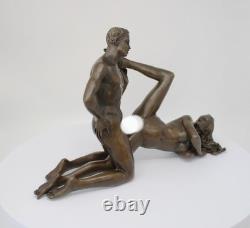 Statue Sculpture Couple Sexy Style Art Deco Style Art Nouveau Bronze Solid Sign
