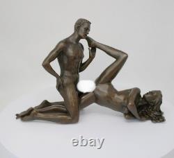 Statue Sculpture Couple Sexy Style Art Deco Style Art Nouveau Bronze Solid Sign