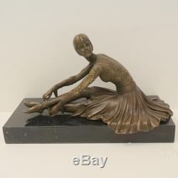 Statue Sculpture Dancer Charleston Style Art Deco Solid Bronze Sign