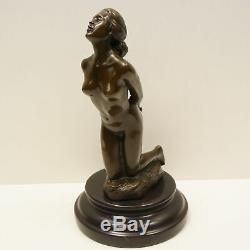 Statue Sculpture Dancer Naked Sexy Pin-up Art Deco Style Massive Bronze