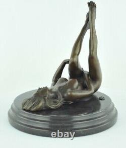 Statue Sculpture Dancer Sexy Pin-up Style Art Deco Solid Bronze