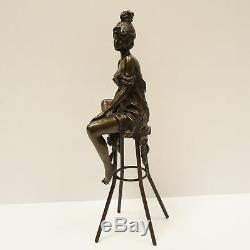 Statue Sculpture Demoiselle Sexy Style Art Deco Style Art Nouveau Solid Bronze