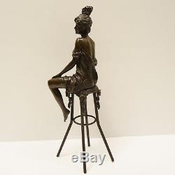 Statue Sculpture Demoiselle Sexy Style Art Deco Style Art Nouveau Solid Bronze