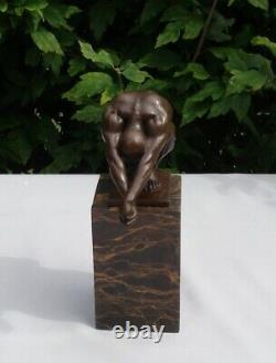 Statue Sculpture Diving Nu Style Art Deco Style Art New Solid Bronze Sign