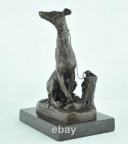 Statue Sculpture Dog Hunting Animal Tree Style Art Deco Massive Bronze Sign