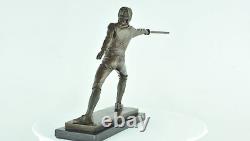 Statue Sculpture Fencing Epee Art Deco Style Art Nouveau Solid Bronze Sig