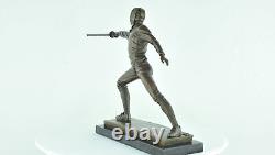 Statue Sculpture Fencing Epee Style Art Deco Style Art Nouveau Solid Bronze Sig