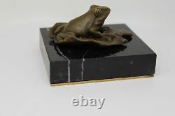 Statue Sculpture Frog Animal Style Art Deco Solid Bronze Sign