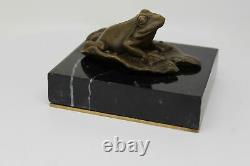 Statue Sculpture Frog Animal Style Art Deco Solid Bronze Sign