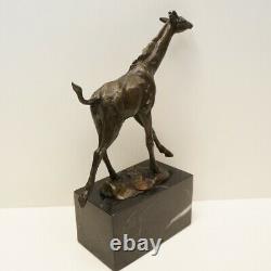 Statue Sculpture Giraffe Animal Tree Style Art Deco Style Art Nouveau Massive Bronze