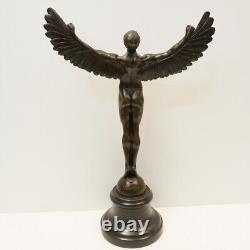 Statue Sculpture Icarus Angel Nude Art Deco Style Art Nouveau Solid Bronze