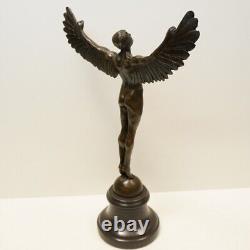 Statue Sculpture Icarus Angel Nude Art Deco Style Art Nouveau Solid Bronze