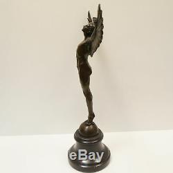 Statue Sculpture Icarus Angel Nude Style Art Deco Style Art Nouveau Solid Bronze Si