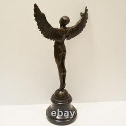 Statue Sculpture Icarus Nude Angel Art Deco Style Art Nouveau Solid Bronze