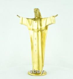 Statue Sculpture Jesus Christ in Solid Bronze Art Deco Style Art Nouveau