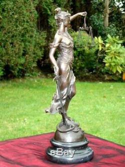 Statue Sculpture Justice Themis Style Art Deco Solid Bronze Sign