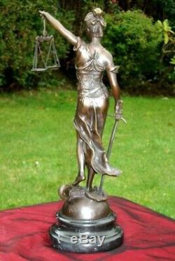 Statue Sculpture Justice Themis Style Art Deco Solid Bronze Sign