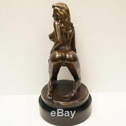 Statue Sculpture Lady Nude Sexy Pin-up Style Art Deco Solid Bronze Sign