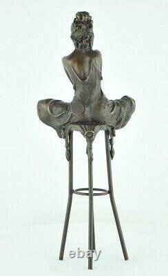 Statue Sculpture Lady Sexy Style Art Deco Style Art Nouveau Solid Bronze