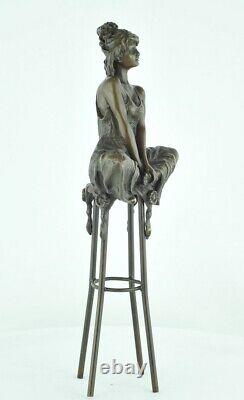 Statue Sculpture Lady Sexy Style Art Deco Style Art Nouveau Solid Bronze