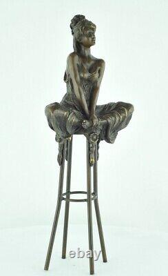 Statue Sculpture Lady Sexy Style Art Deco Style Art Nouveau Solid Bronze