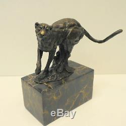 Statue Sculpture Leopard Animal Style Art Deco Art Nouveau Bronze Massi