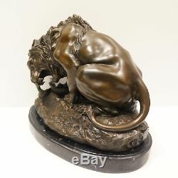 Statue Sculpture Lion Animal Style Art Deco Style Art Nouveau Solid Bronze S