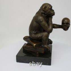 Statue Sculpture Monkey Animal Style Art Deco Style Art New Solid Bronze