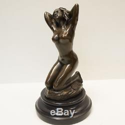 Statue Sculpture Naked Dancer Sexy Pin-up Style Art Deco Solid Bronze Sign