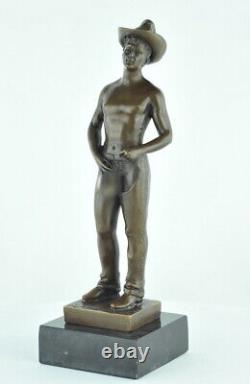 Statue Sculpture Nude Cowboy Sexy Style Art Deco Style Art New Solid Bronze S