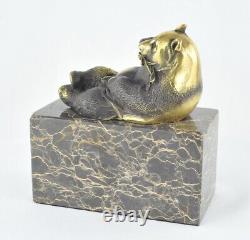 Statue Sculpture Panda Animalier Style Art Deco Style Art Nouveau Solid Bronze