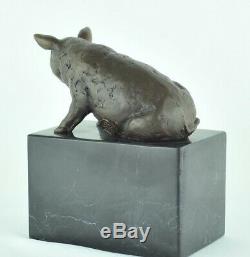 Statue Sculpture Pig Animal Style Art Deco Bronze Massive Sign