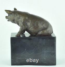 Statue Sculpture Pig Animal Style Art Deco Style Art New Solid Bronze