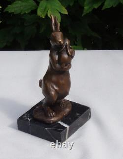 Statue Sculpture Rabbit Hare Animal Style Art Deco Style Art Nouveau Bronze