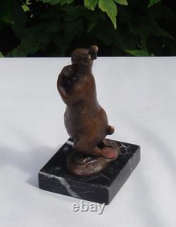 Statue Sculpture Rabbit Hare Animal Style Art Deco Style Art Nouveau Bronze
